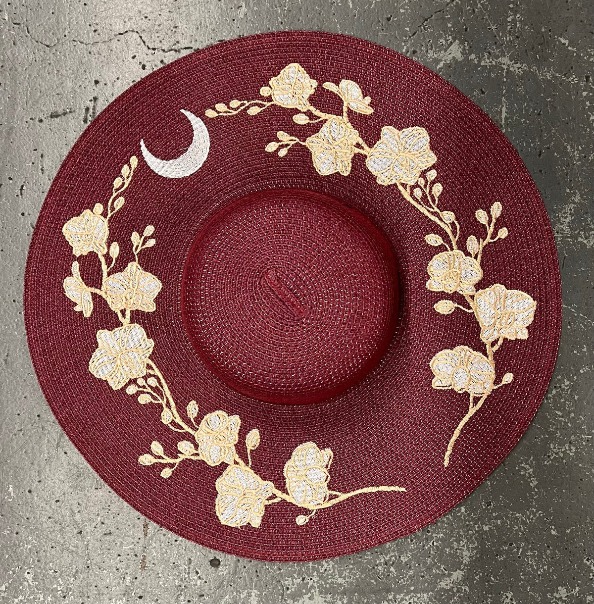 Floppy Sun Hat - XL Brim - Orchids- Burgundy