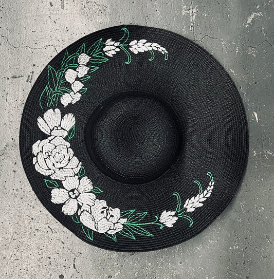 Floppy Sun Hat - XL Brim - Floral Crescent Moon