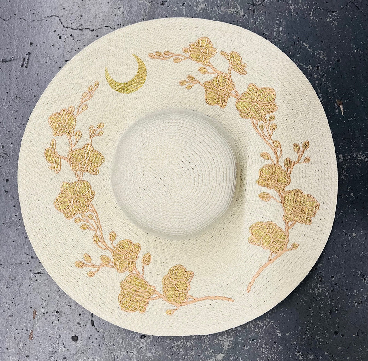 Floppy Sun Hat - XL Brim - Orchids - Cream