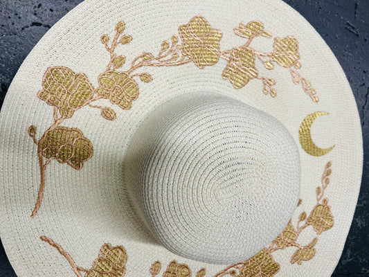Floppy Sun Hat - XL Brim - Orchids - Cream