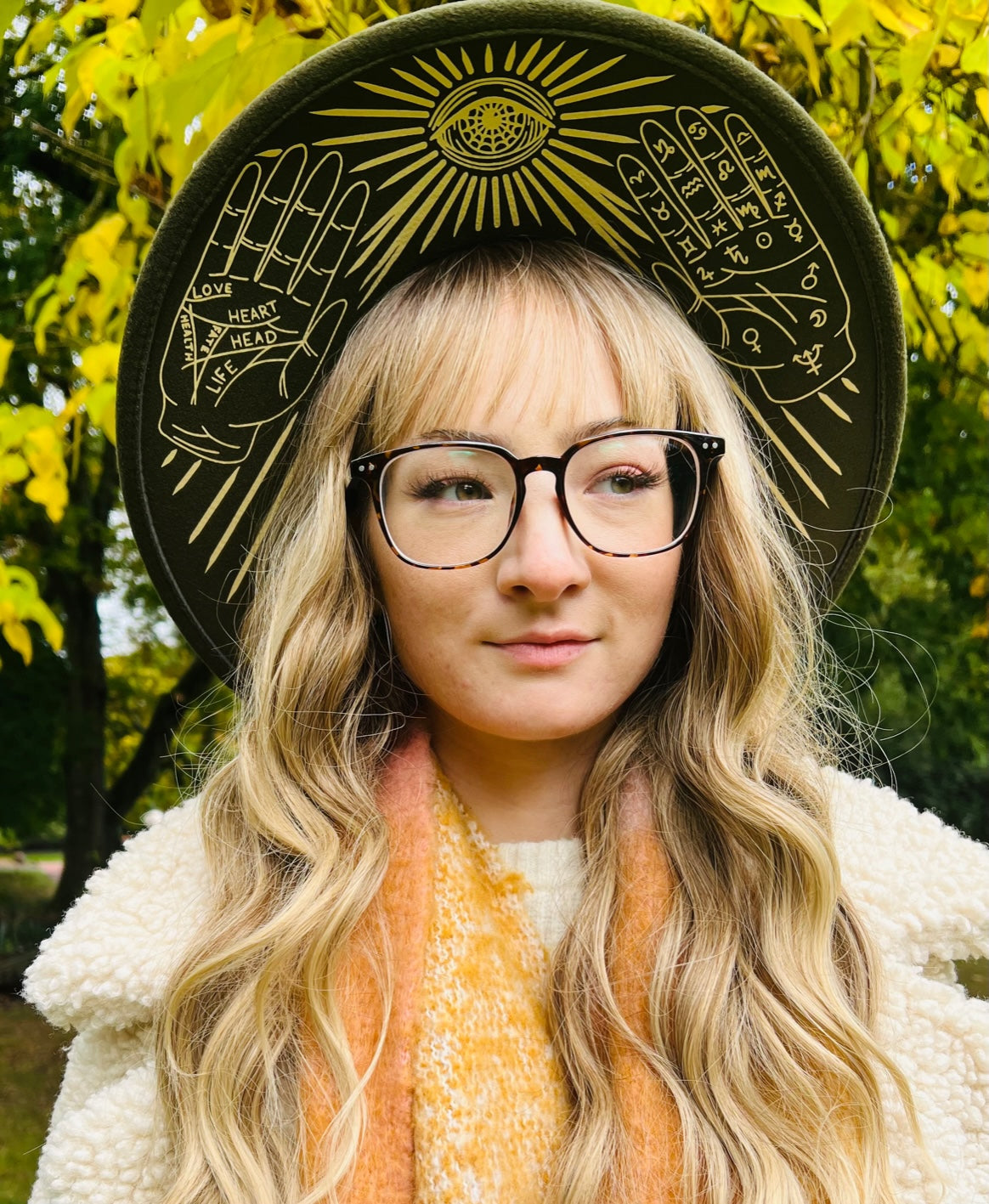 Fox & Fable - Vegan Felt Wide Brim Hat - XL Brim - Olive - Palmistry