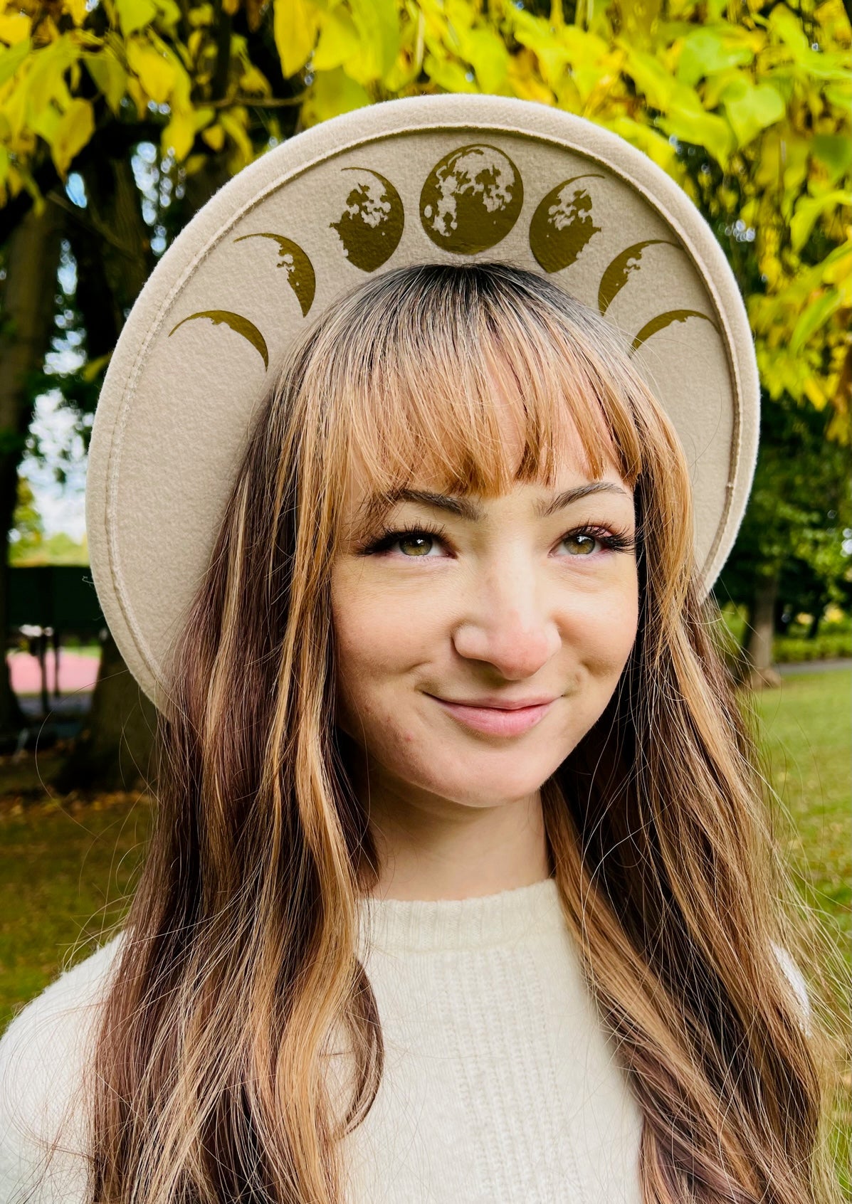Fox & Fable - Vegan Felt Wide Brim Hat - Cream - Moon Phase