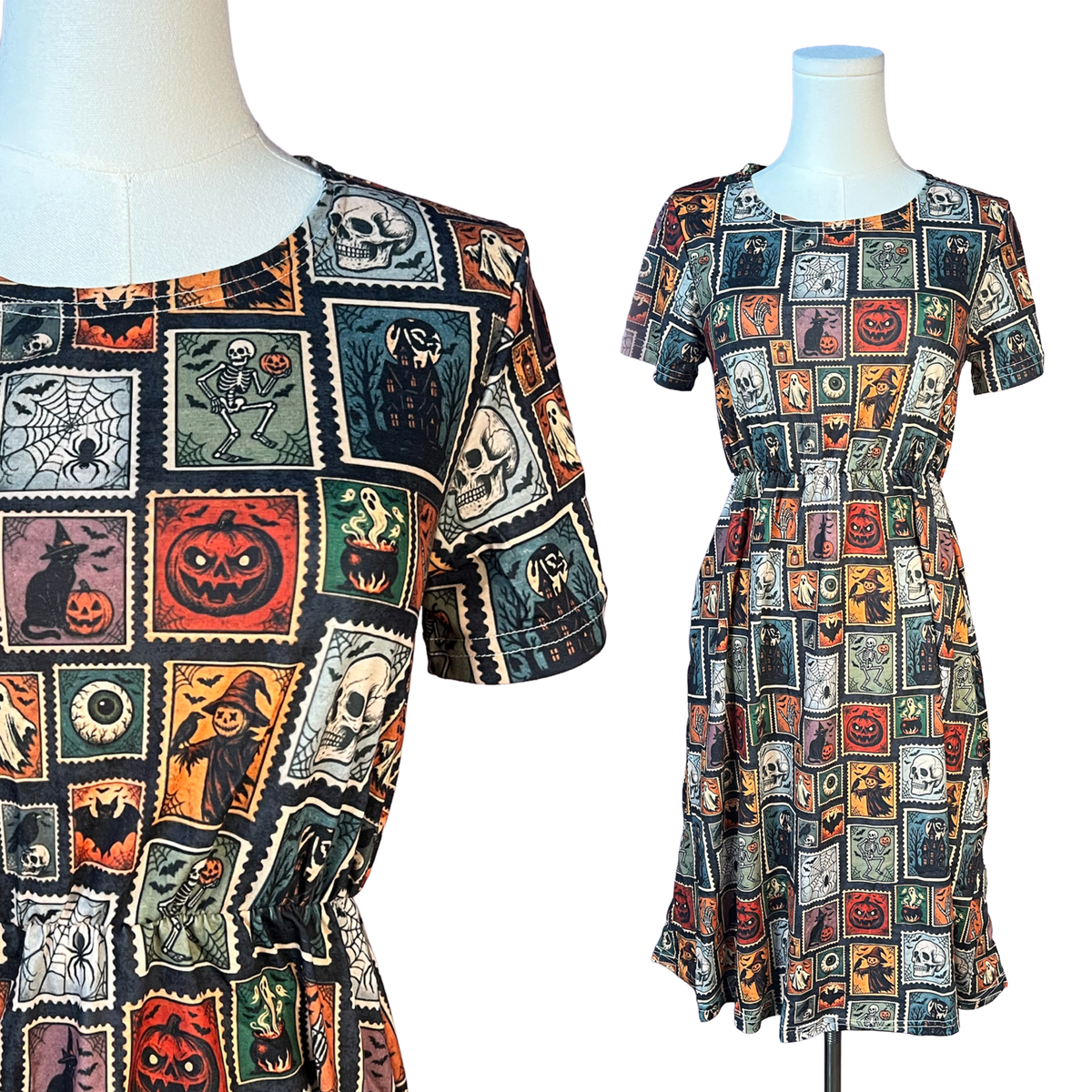T-shirt Dress - Halloween Stamps