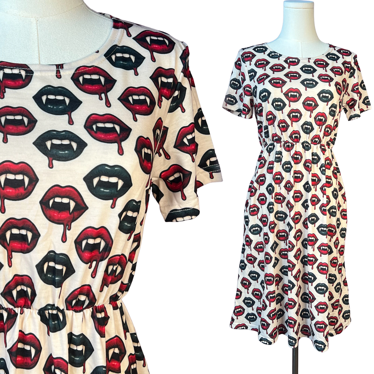 T-shirt Dress - Vampy Lips