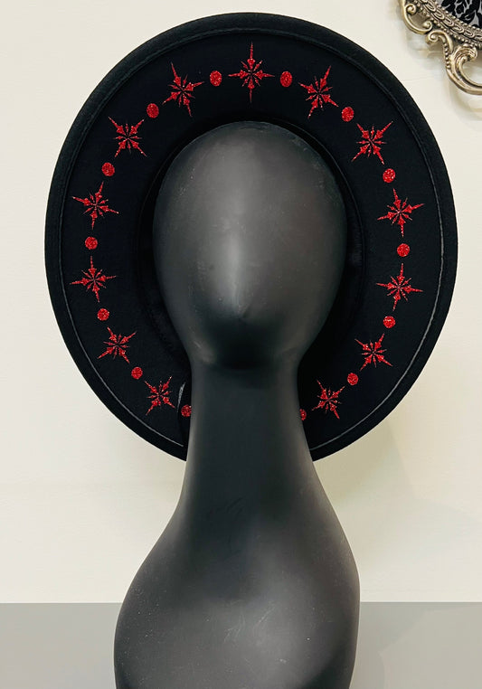 Vegan Felt Hat - Red Starburst Crown