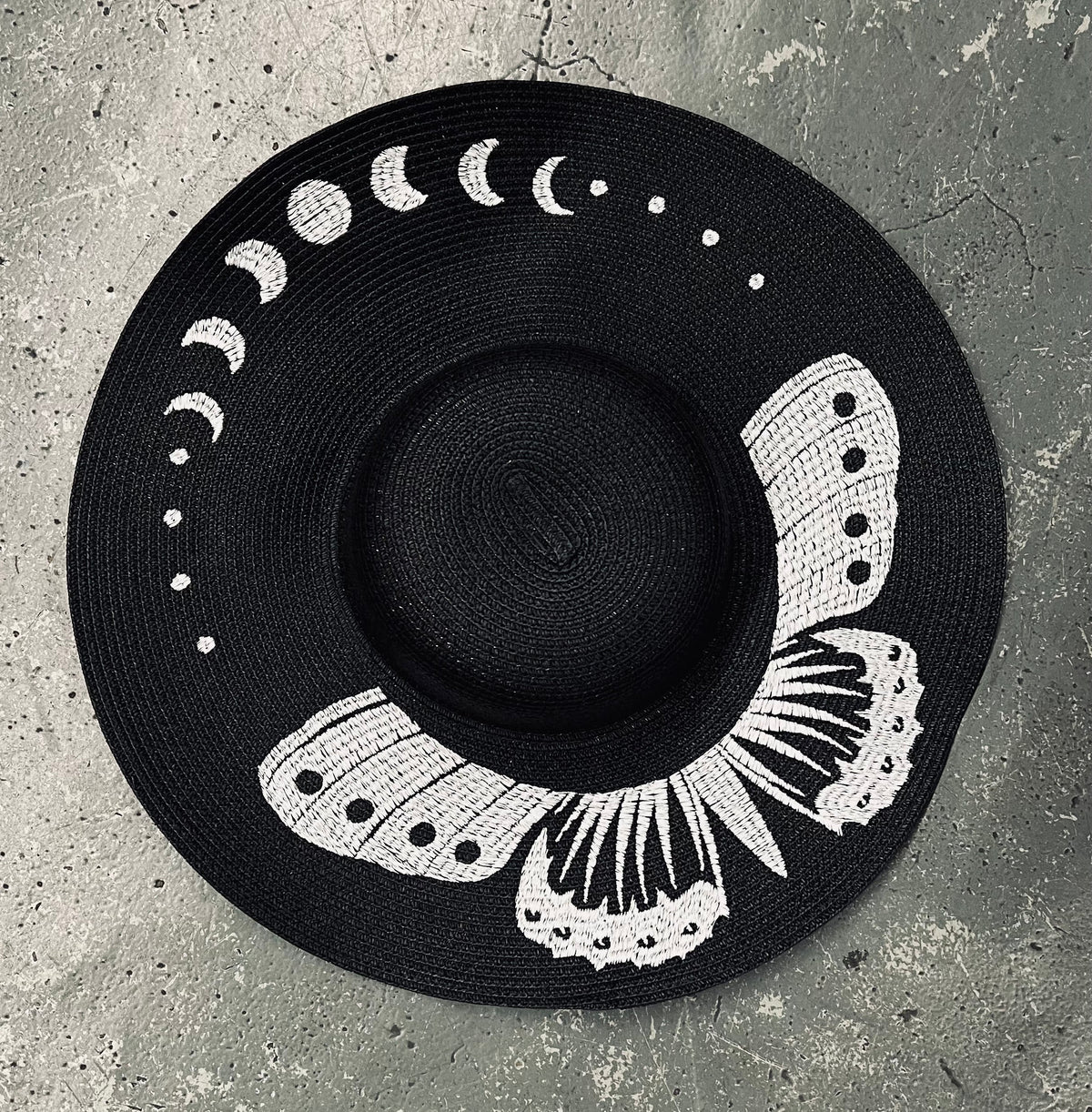 Floppy Sun Hat - XL Brim - Moon Phase Moth