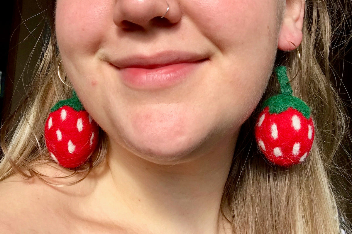 Organic Strawberry Earrings