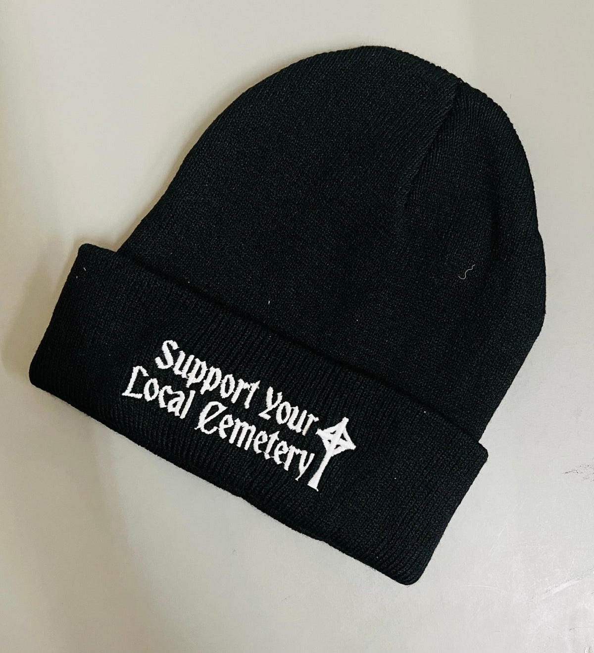 Vegan Beanie - Support Your Local Cemetery - READY TO SHIP