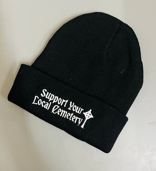 Vegan Beanie - Support Your Local Cemetery - READY TO SHIP