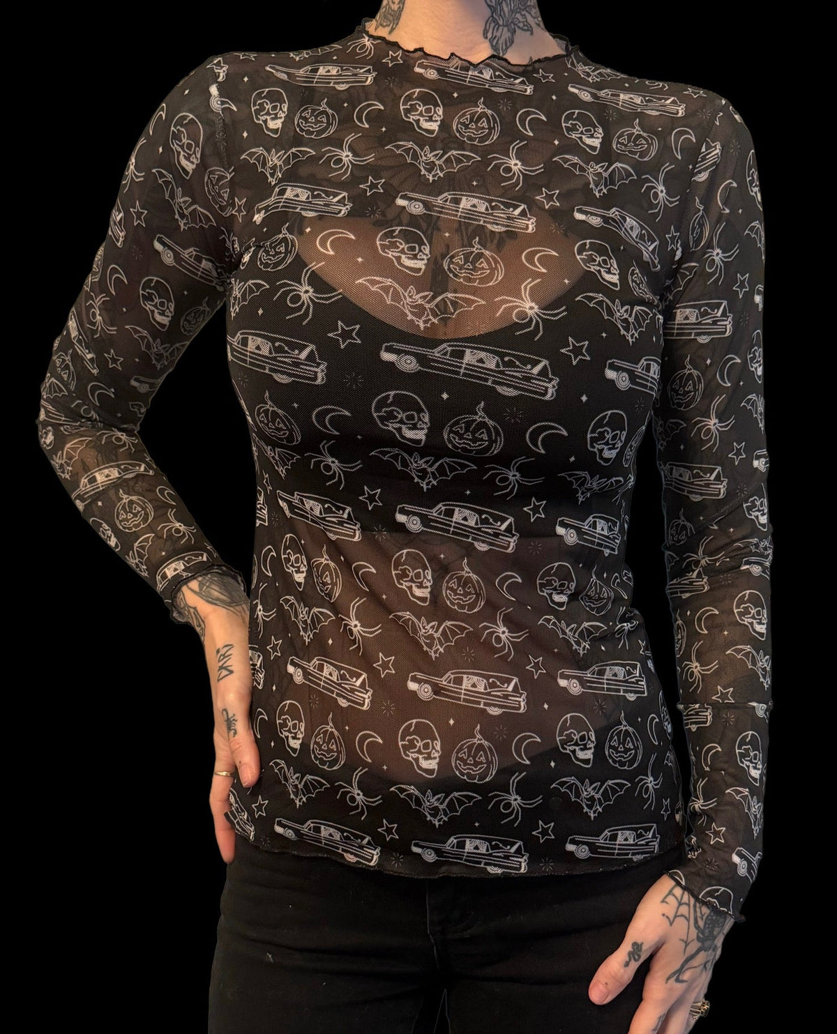 Sheer Mesh Top - Hearse and Halloween