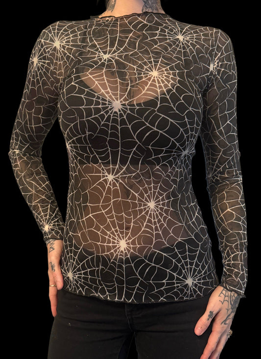 Sheer Mesh Top - Spider Webs