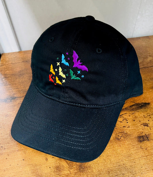 Rainbow Bats -  Embroidered Dad Hat - READY TO SHIP