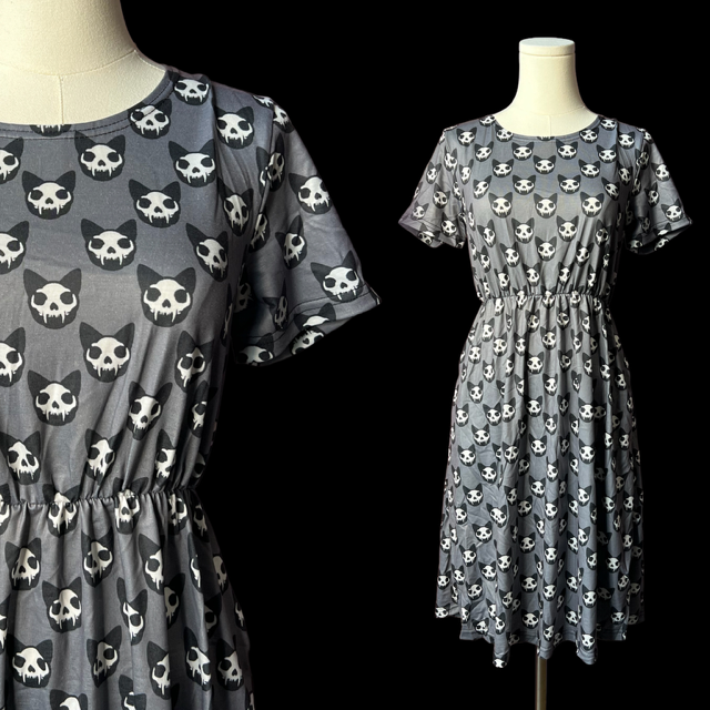 T-shirt Dress - Cat Skulls