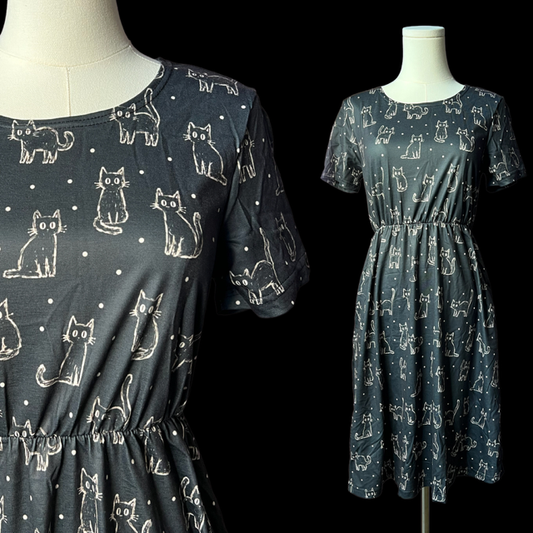 T-shirt Dress - Sketchy Cats