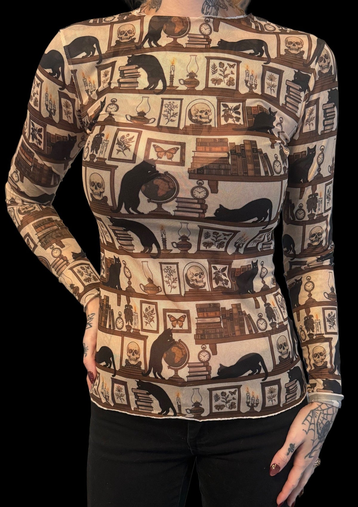 Sheer Mesh Top - Academic Cats