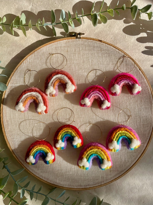 Rainbow Felt Earrings