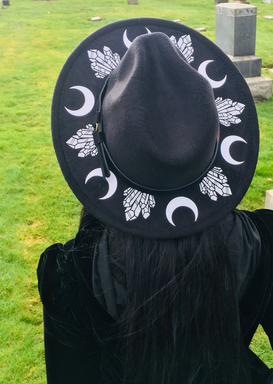 Vegan Felt Hat - Moons & Crystals
