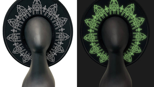 Vegan Felt Wide Brim Hat - XL Brim - Wrought Iron - GLOW IN THE DARK