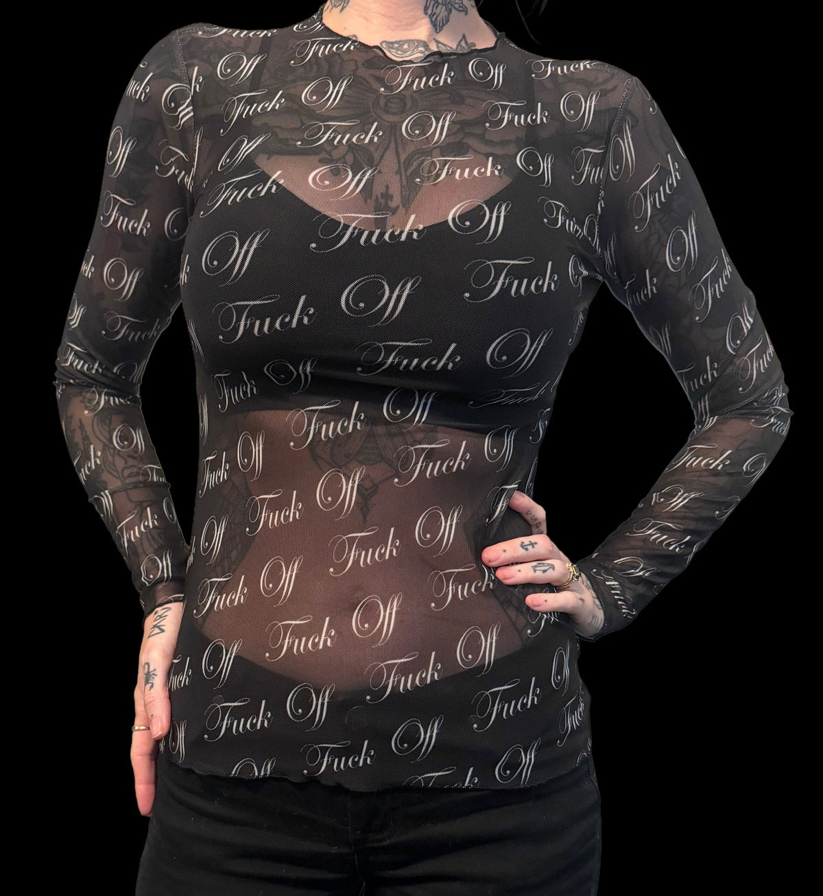 Sheer Mesh Top - Fuck Off