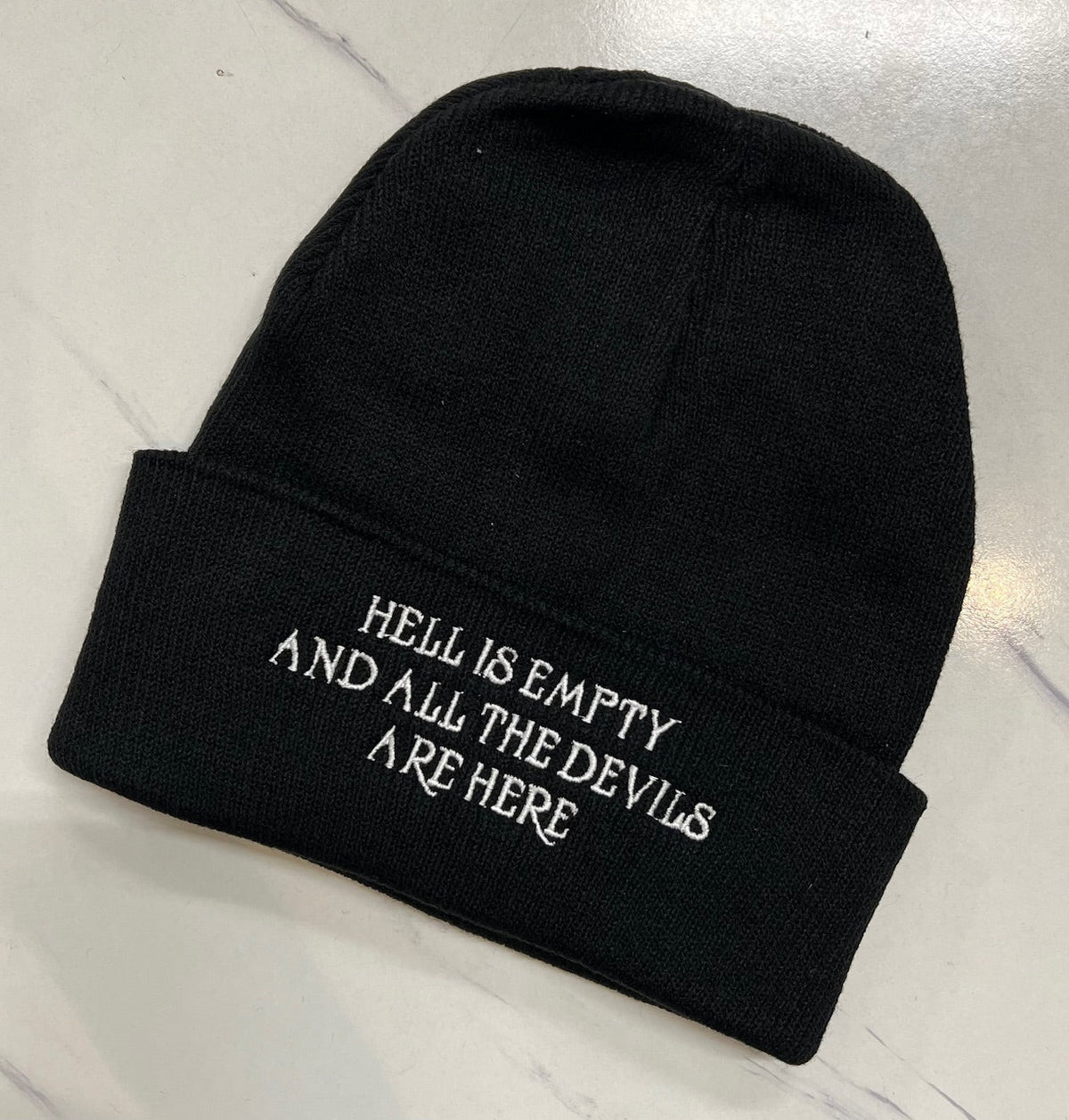 Vegan Beanie - Hell is empty and all the devils are here - READY TO SHIP