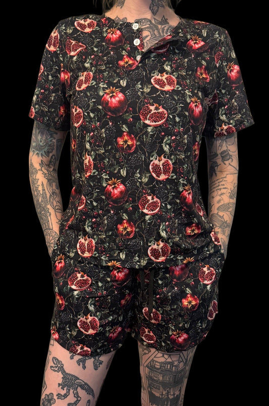 T-shirt Pajama 2 piece Set - Pomegranates