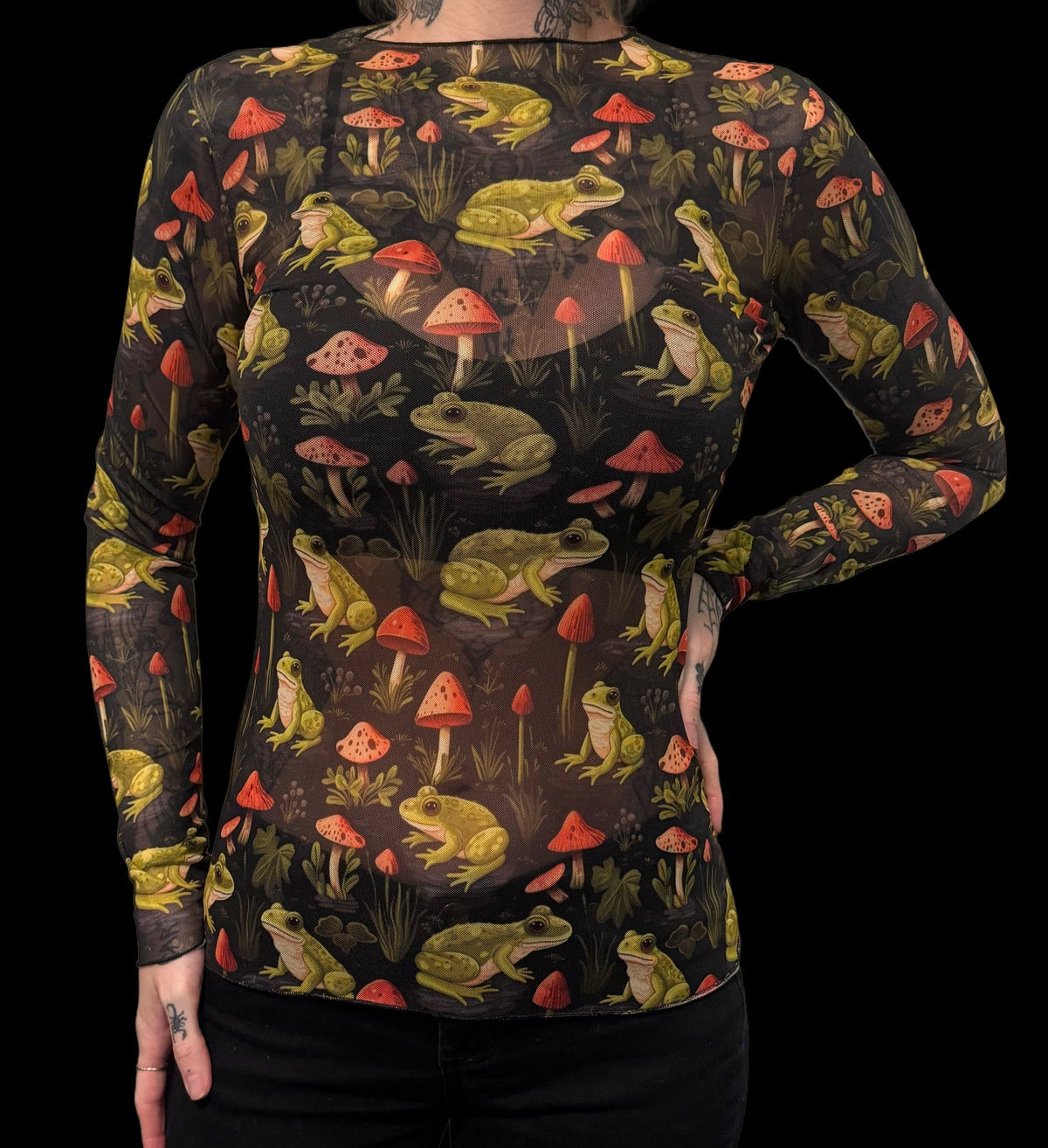 Sheer Mesh Top - Mushroom Frogs - Color