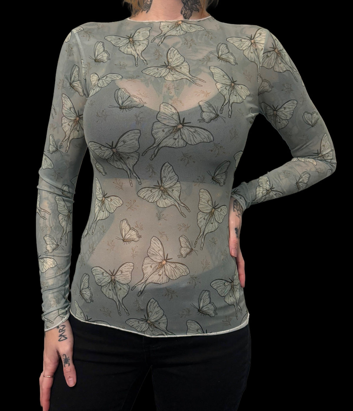 Sheer Mesh Top - Luna Moth