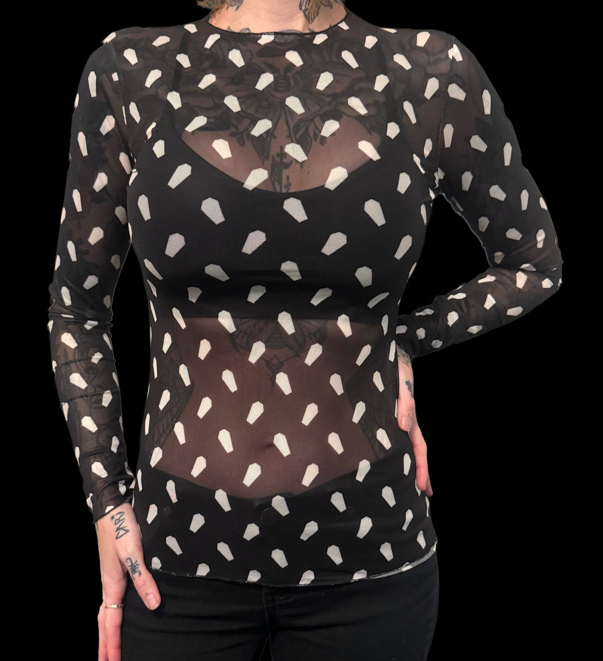 Sheer Mesh Top - Coffins