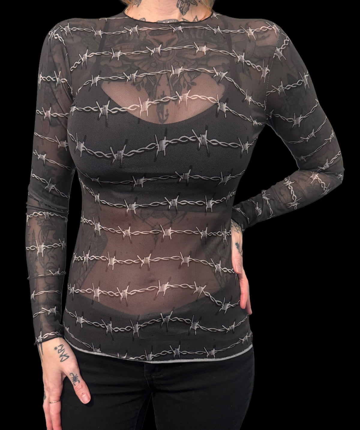 Sheer Mesh Top - Barbed Wire