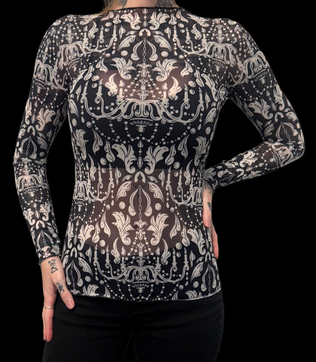 Sheer Mesh Top - Chandeliers