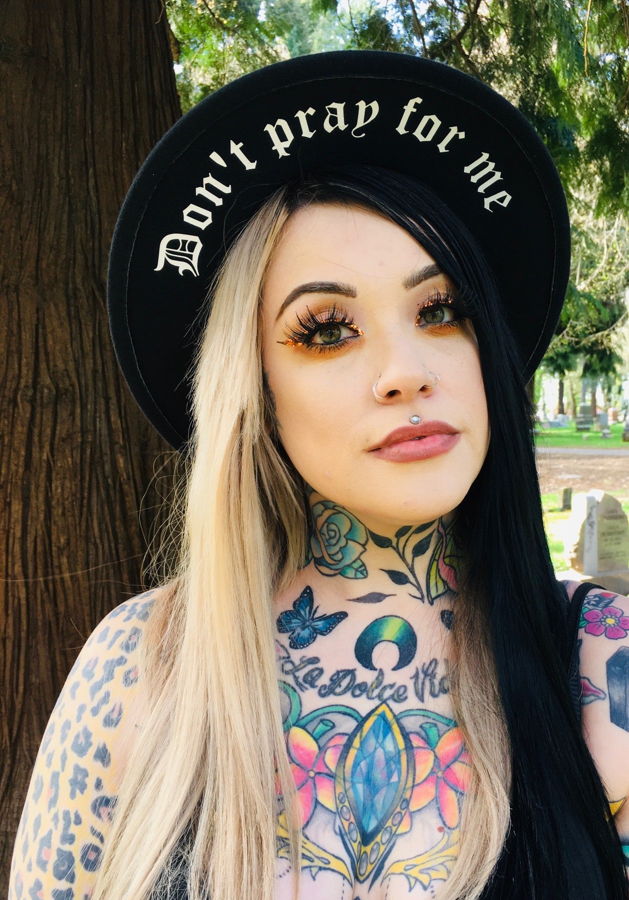 Vegan Felt Hat - "don't pray for me"