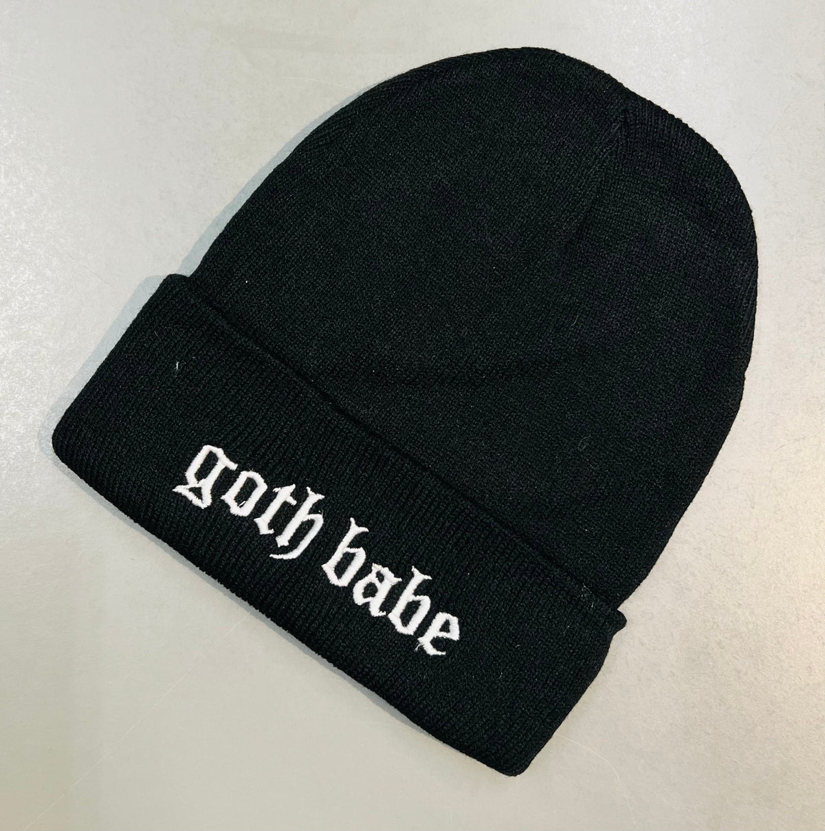 Vegan Beanie - goth babe - READY TO SHIP