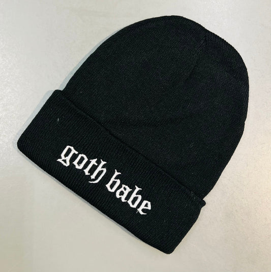 Vegan Beanie - goth babe - READY TO SHIP