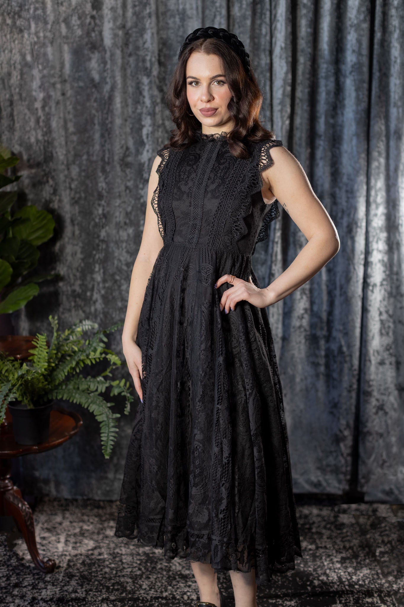 Arabella - Gothic Lace Fit and Flare Dress - Pre-Order