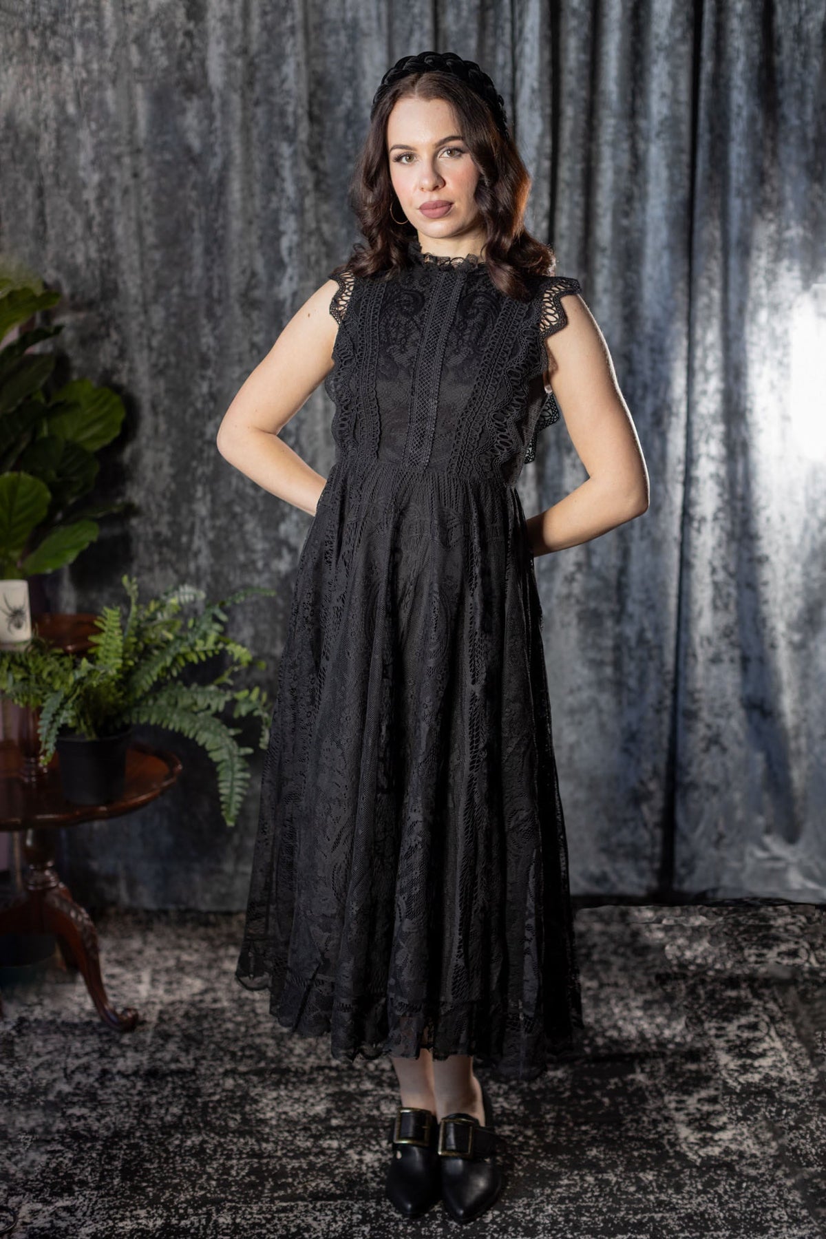 Arabella - Gothic Lace Fit and Flare Dress - READY TO SHIP