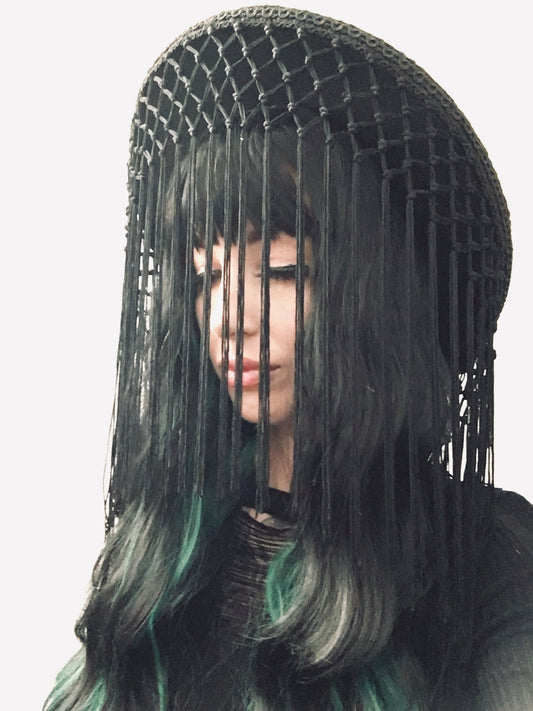 Vegan Felt Hat - Mourning Collection - Falling Tassel