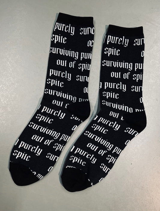 Novelty Socks - Surviving Purely Out of Spite - Ready To Ship