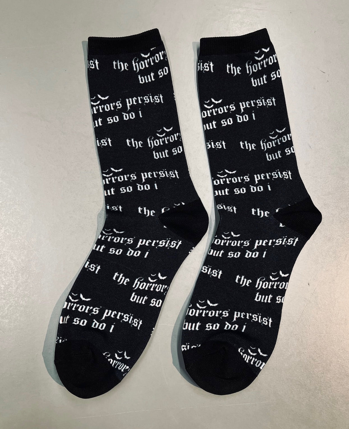 Novelty Socks - the horrors persist but so do i - Ready To Ship