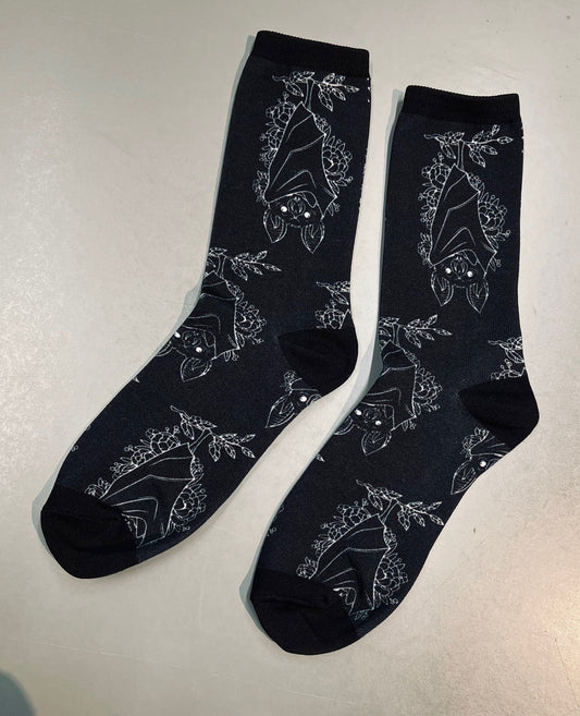 Novelty Socks - Floral Bat - Ready To Ship