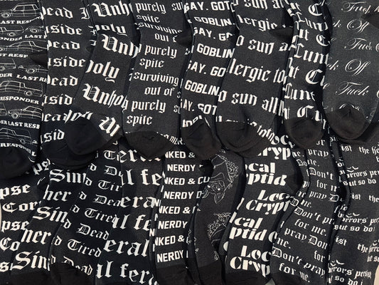 Novelty Socks - gay goth goblin - Ready To Ship