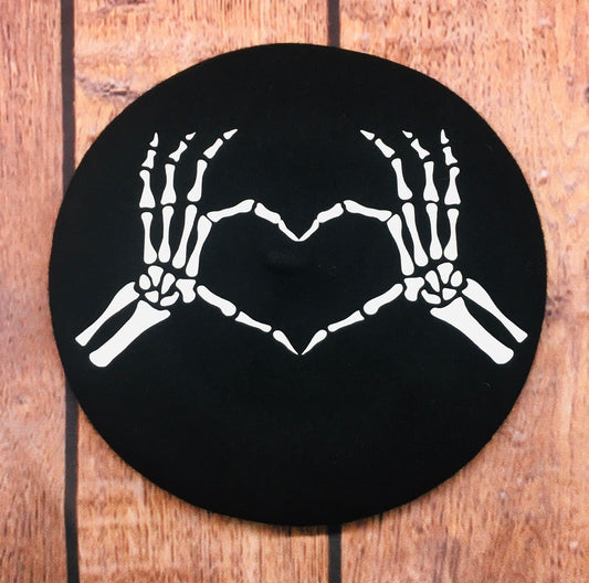 Vegan Beret - Skeleton Heart