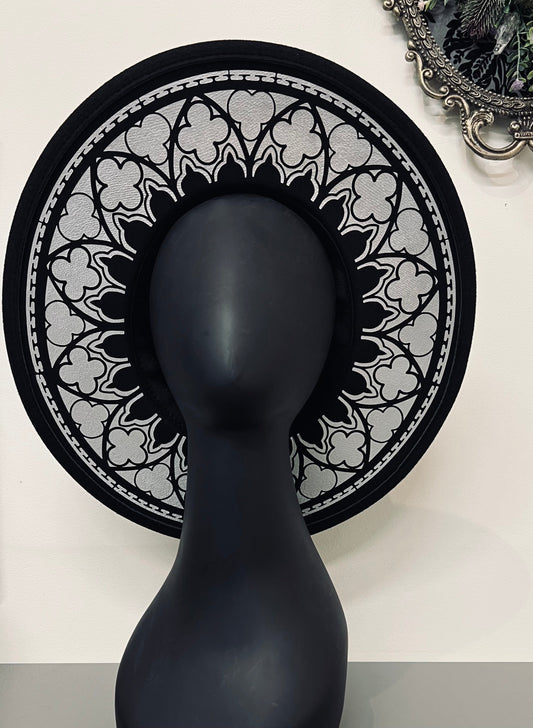 Vegan Felt Wide Brim Hat - XL Brim - Cathedral Stained Glass
