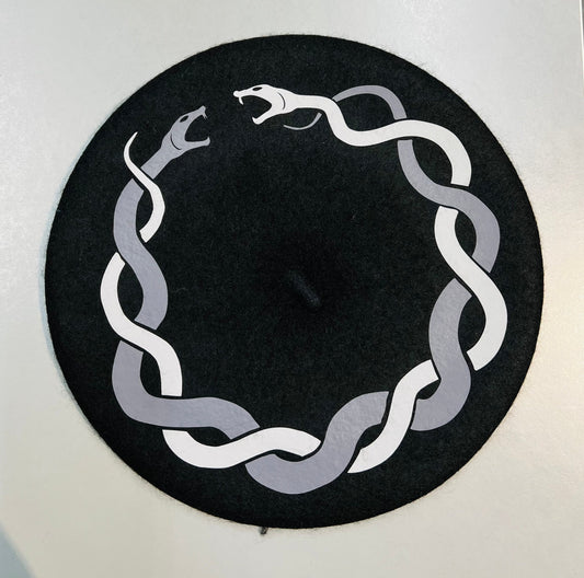 Vegan Beret - Black  - Charcoal Serpents