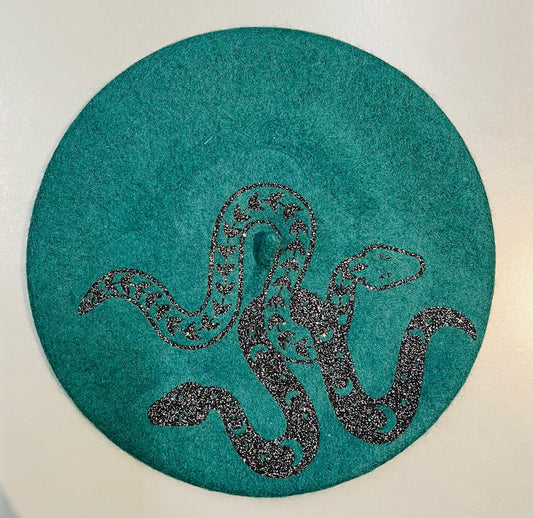 Vegan Beret - Emerald - Celestial Snakes
