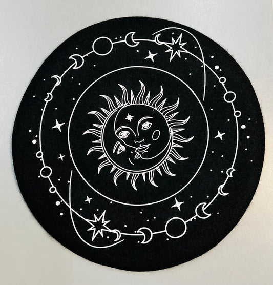 Vegan Beret - Black  - Celestial Sun and Moon