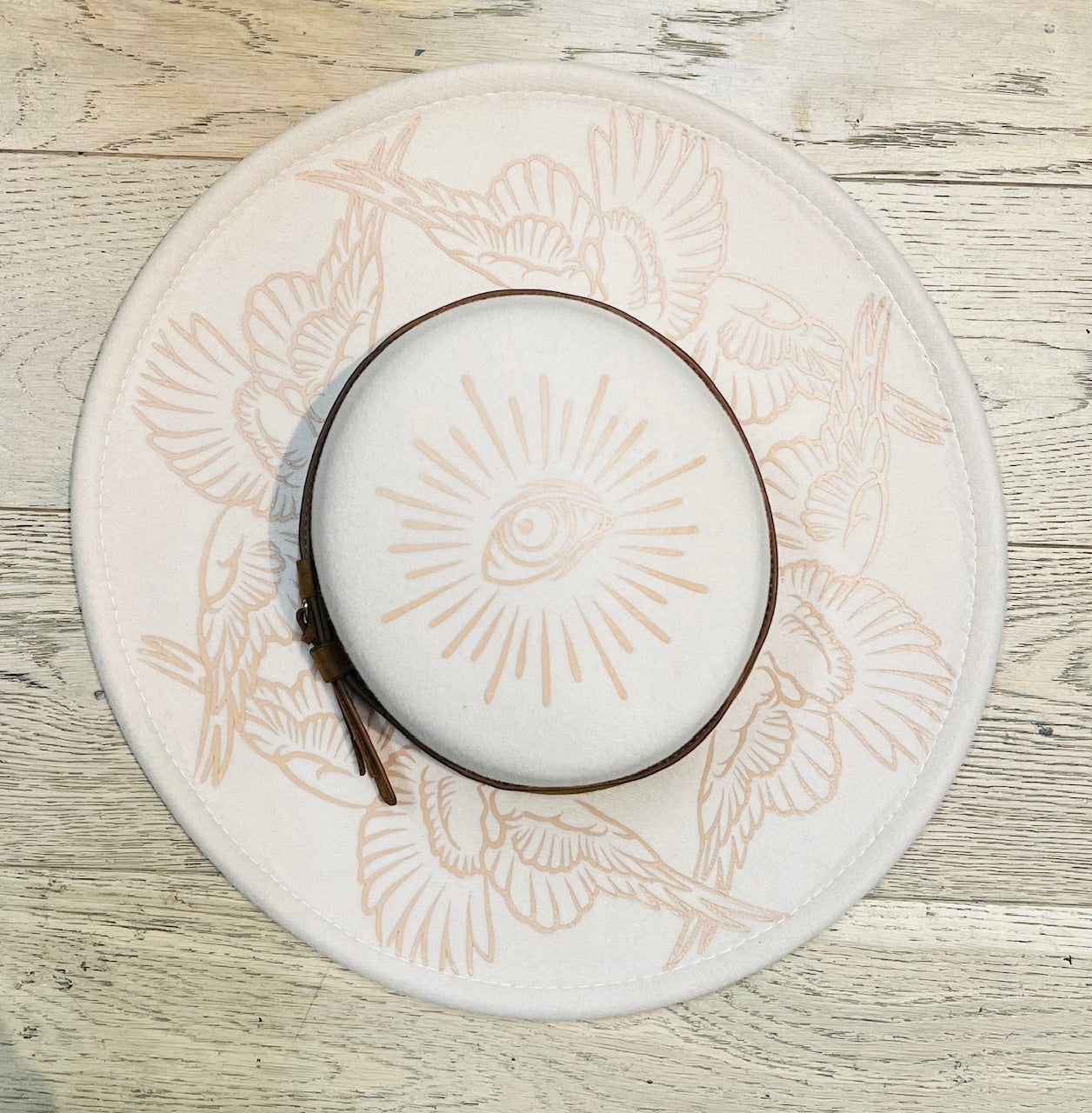 Vegan Felt Wide Brim Hat - Flat Top - Cream - Seraphim