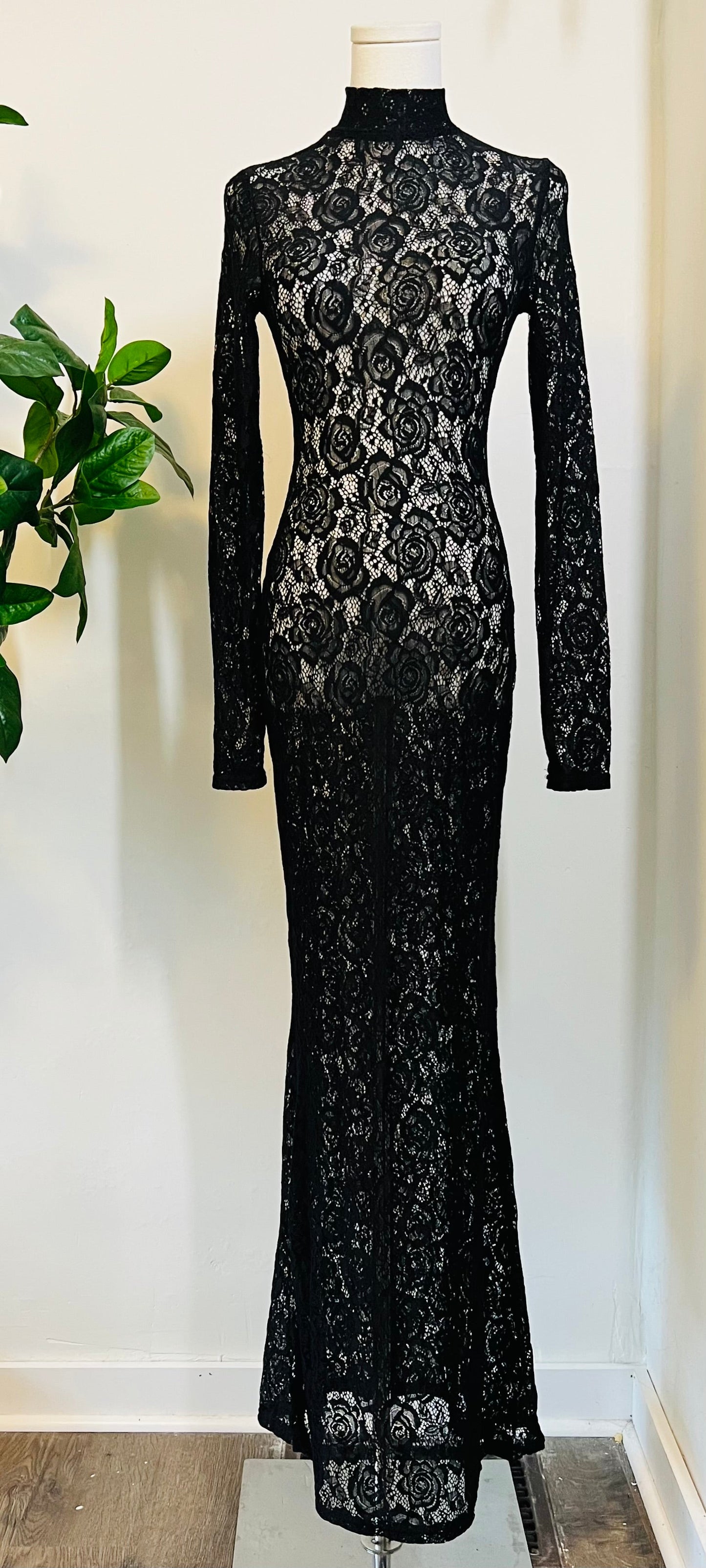 Persephone - Deadly Sheer Floral Lace Maxi dress - READY TO SHIP