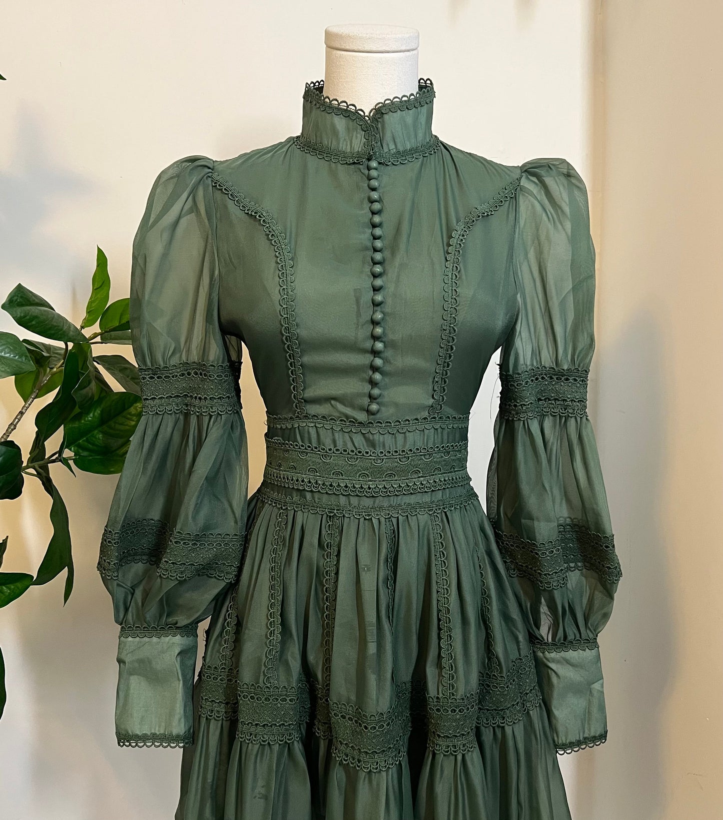 Morgana - Romantic Victorian Inspired Party Dress - SAGE - READY to SHIP