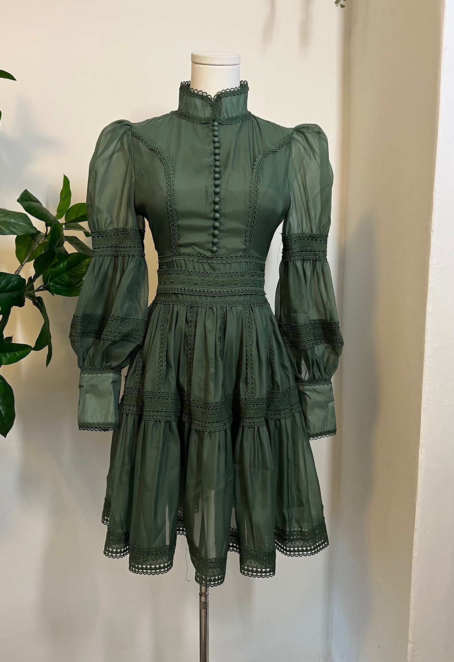 Morgana - Romantic Victorian Inspired Party Dress - SAGE - READY to SHIP