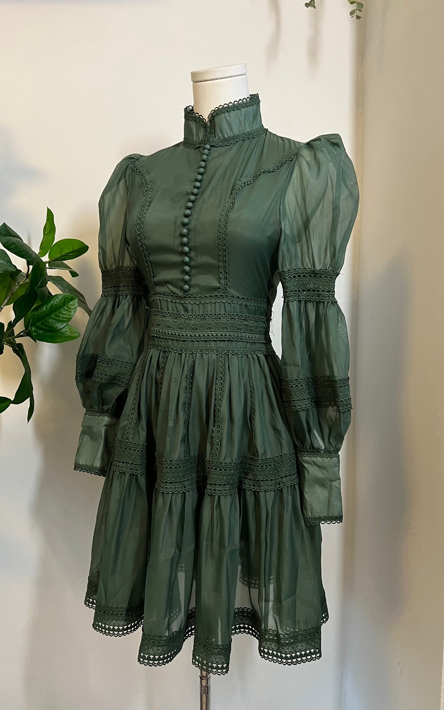 Morgana - Romantic Victorian Inspired Party Dress - SAGE - READY to SHIP